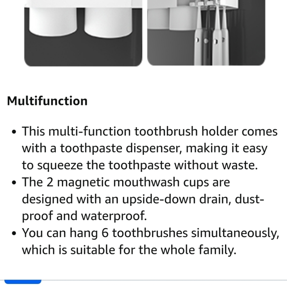 IHave 2 Cups Wall Mounted Toothbrush Holder With Toothpaste Dispenser - Picture 4 of 9